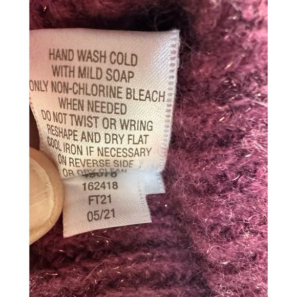 Garnet Hill Recycled Cashmere Raspberry Shimmer Turtleneck Tunic Sweater XS - Picture 8 of 9